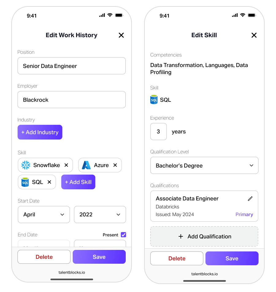 Customizable Work History Image